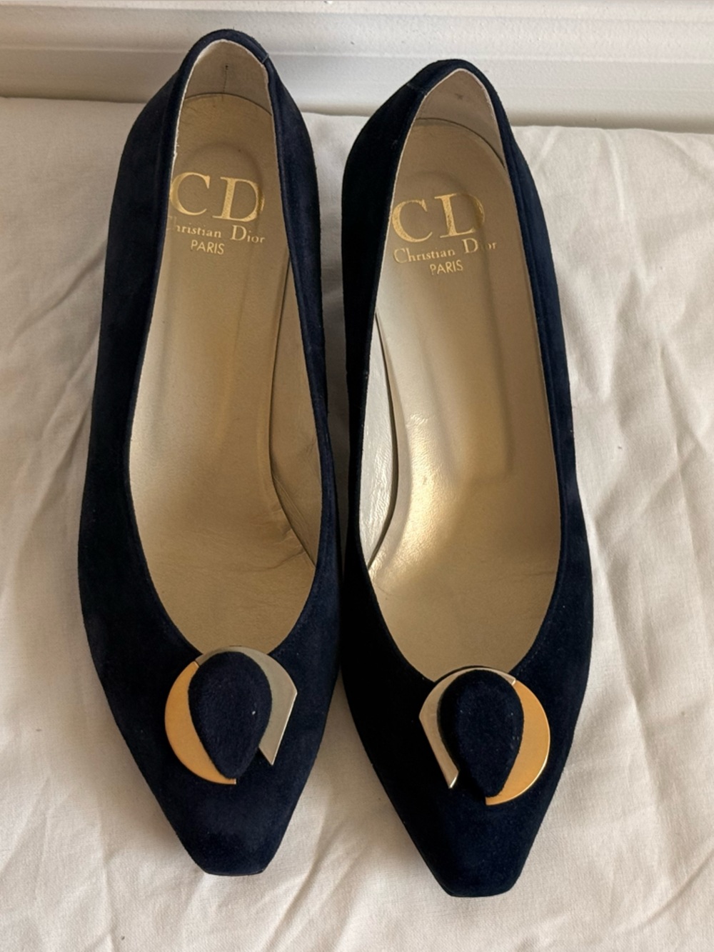 Vintage Dior CD logo flats with rare suede Dior low heel - Picture 4 of 9